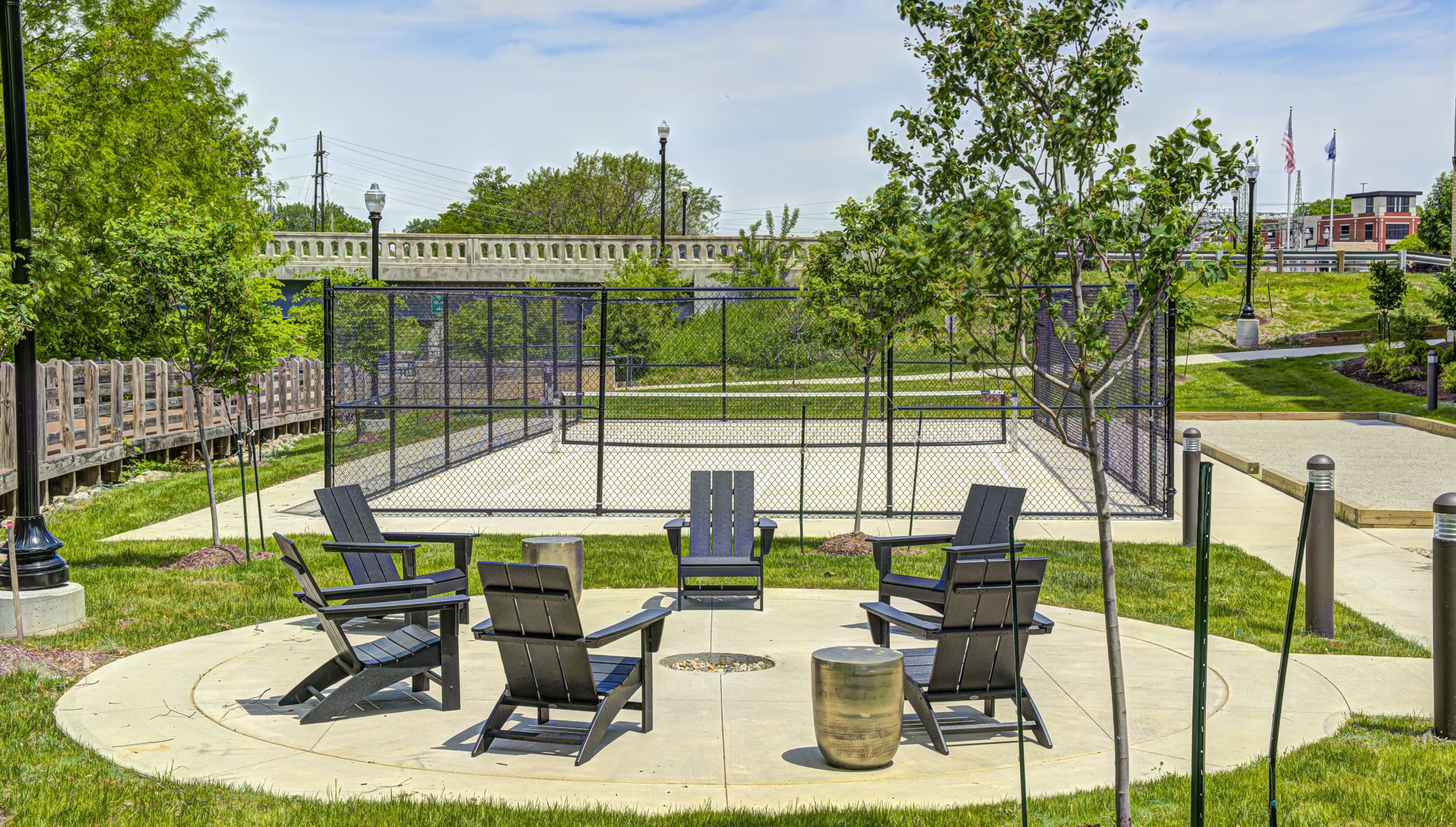 East Bank Fire Pit, Bocce Ball, and Pickle Ball Court